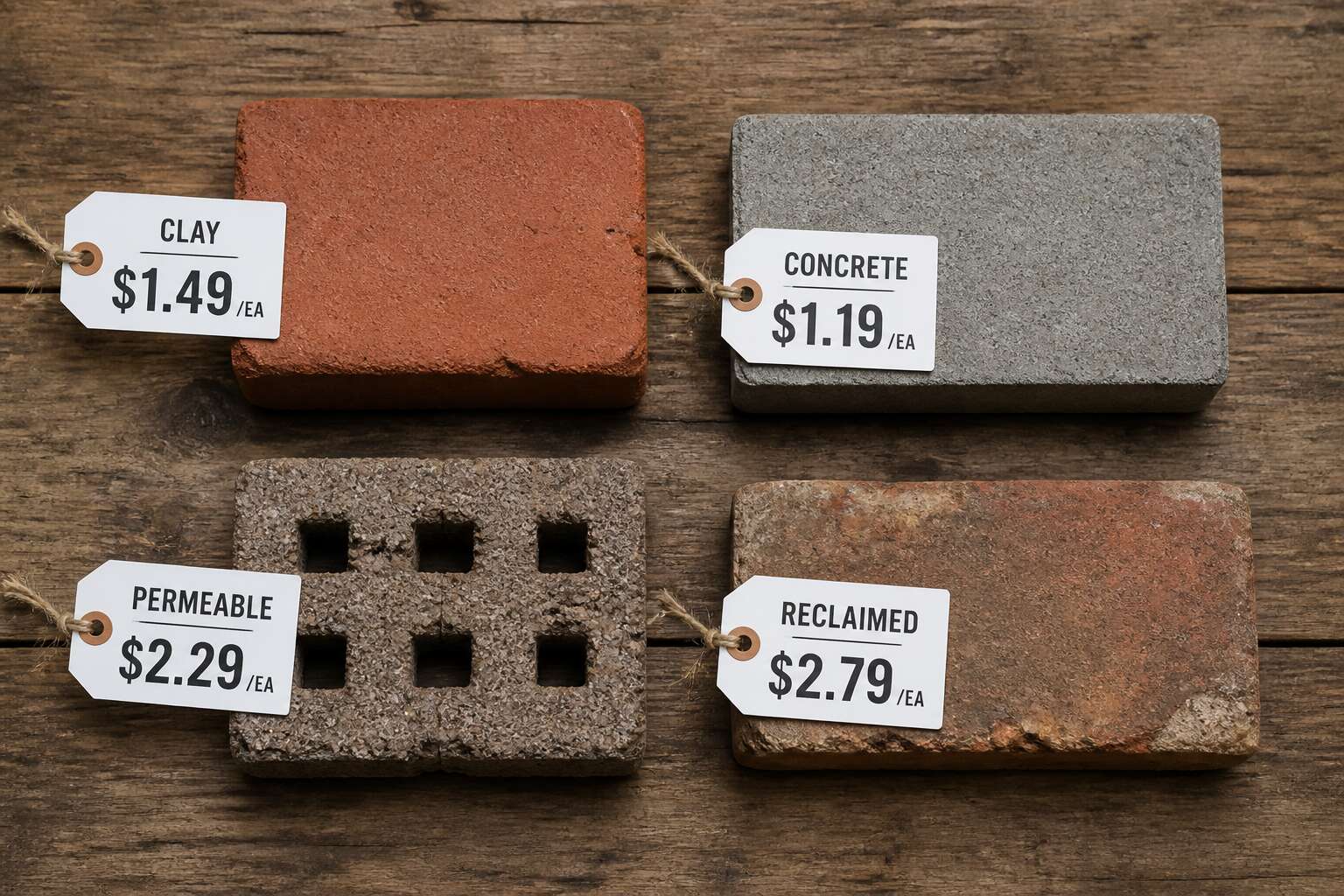 Cost comparison of different types of brick pavers