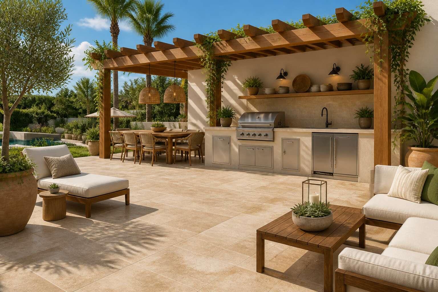 outdoor entertainment area paving