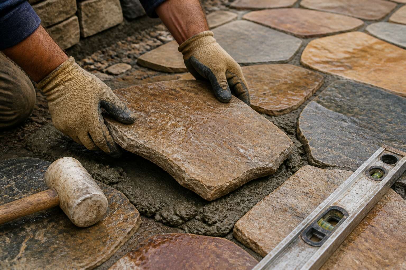 flagstone paving installation
